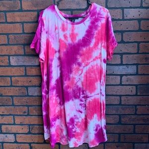 Bright pink tie-dye t-shirt dress